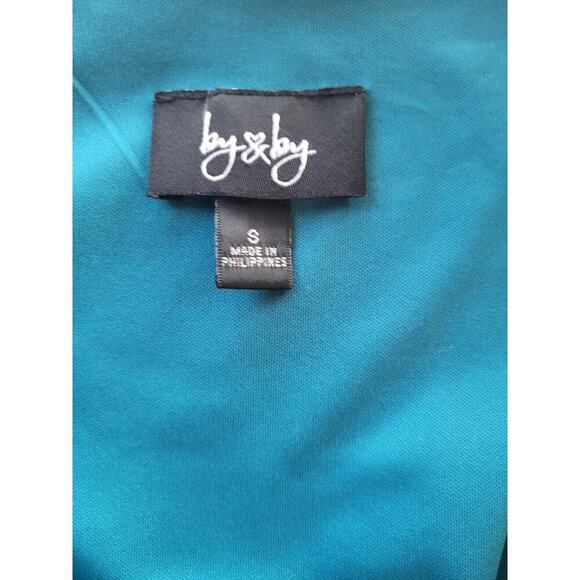 By & By Green Dress Sheer Overlay With Lined Body Stretch Waist Sz S - Picture 4 of 5